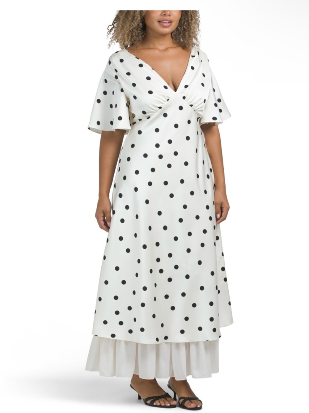 En Saison White Maxi Dress with Black Polka Dots
